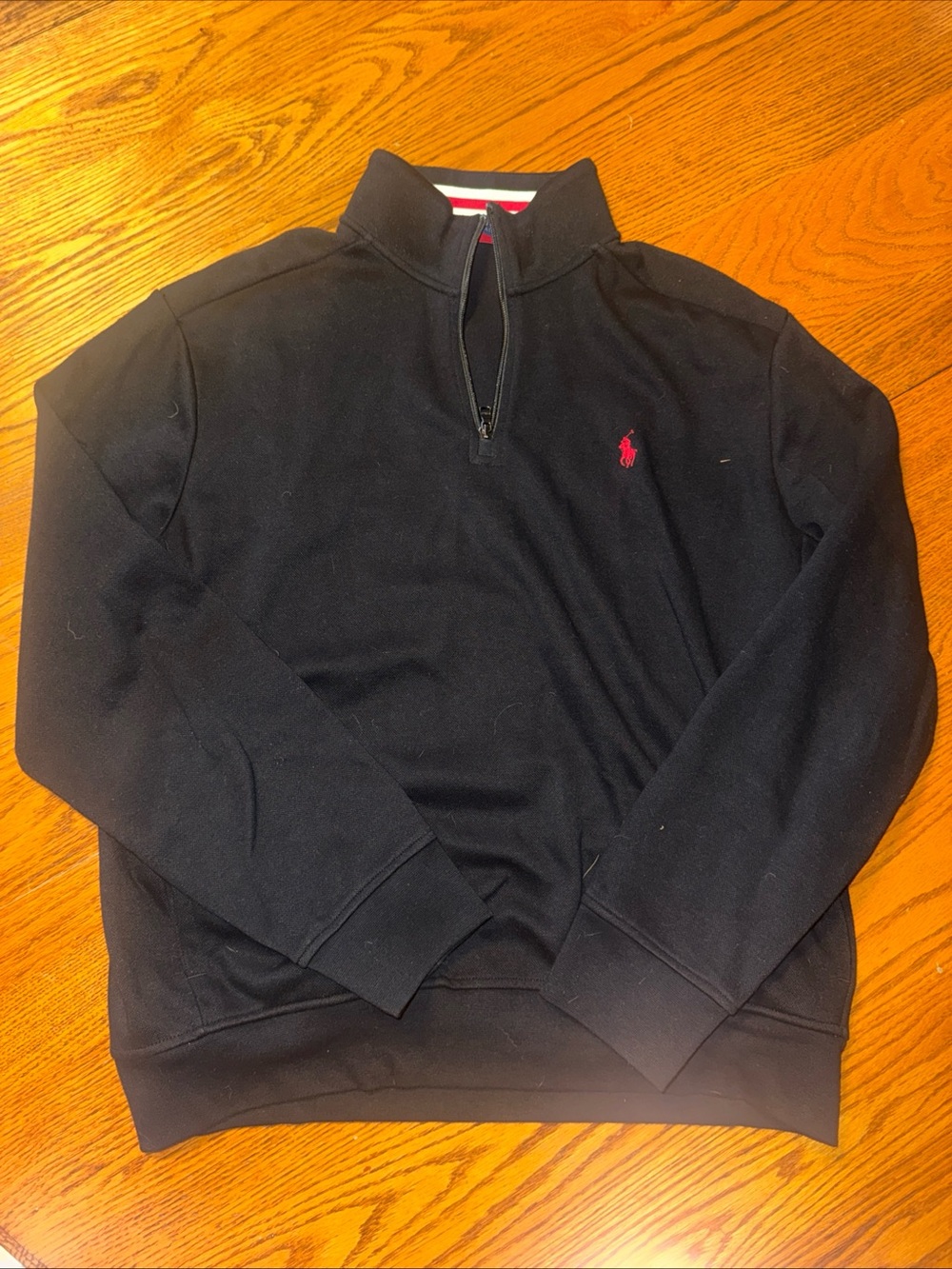 Polo by Ralph Lauren Black Quarter-Zip Sweater with Red Pony Logo